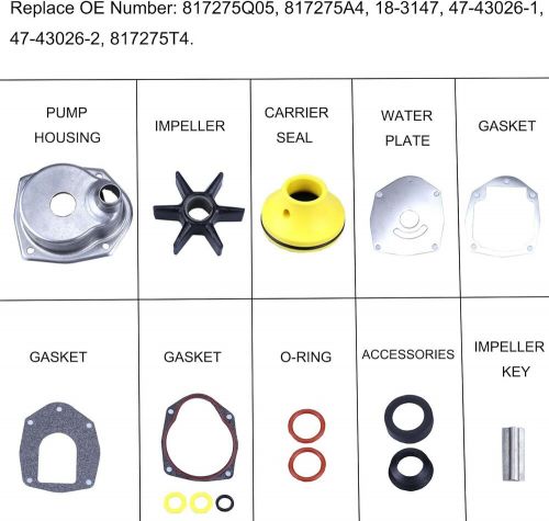 Water pump repair kit compatible with 1991-2021 mercury mercruiser alpha 1...