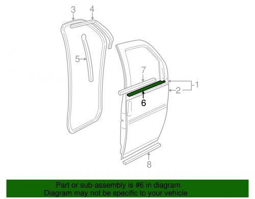 Genuine gm front driver side door window outer sealing strip 86587313