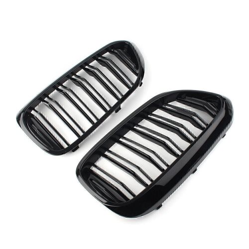 Gloss black front kidney grille set for 17-19 bmw bonnet nose grill-