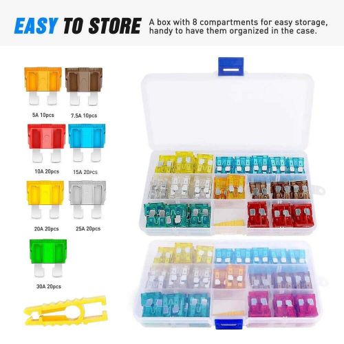 Nilight 120pcs standard blade fuse assortment kit