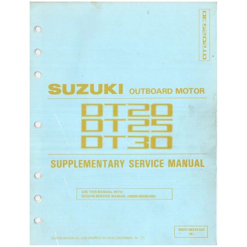 Suzuki outboard marine 1989 dt15c supplementary service manual 99501-93930-03e