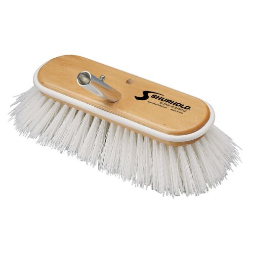 ​shurhold shur-lok 10&#034; stiff deck brush - white polypropylene bristles - 990​