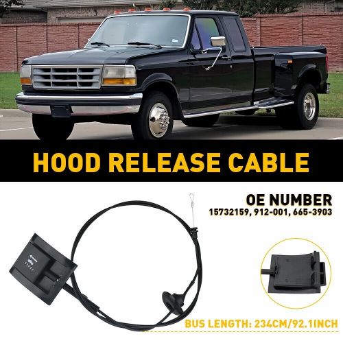 Hood release cable pull &amp; handle for 92-96 ford f-150 f-250 f-350 f53 f59 bronco