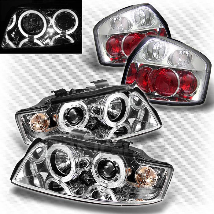 02-05 audi a4 / s4 twin halo led projector headlights+tail head lights set lamp