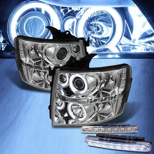 Led bumper fog+ccfl halo 07-13 silverado led projector headlights head light set