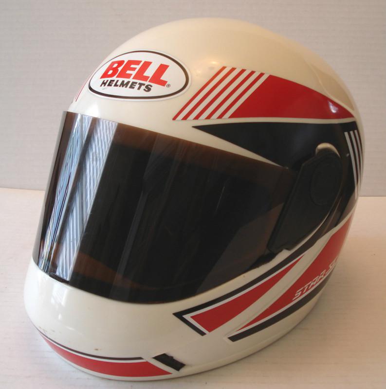 Vintage 1988 bell star v white red black motocross helmet w/ shield excellent! 