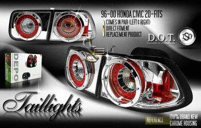 Depo pair euro style chrome altezza tail lights w/led 96-00 97 98 99 honda civic