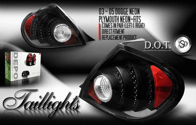 Depo pair euro style black altezza tail lights w/ led 03-05 04 dodge neon