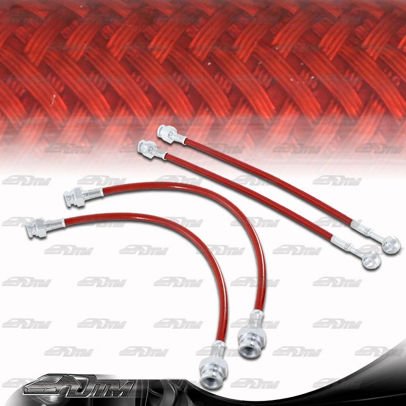 2002-2010 bmw e60 / 63 / 64 m5/6 front & rear stainless steel brake lines red