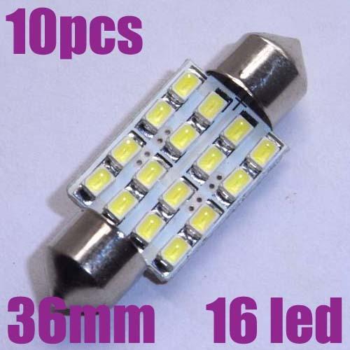 10x white 16 led festoon dome car light lamp for 6461