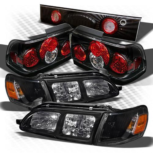 93-97 corolla black crystal headlights set + altezza style tail lights combo set