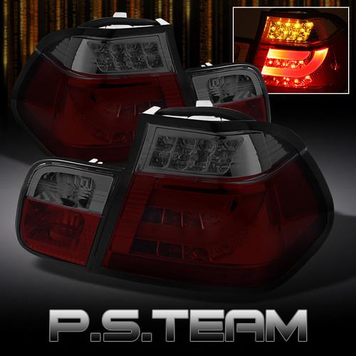 02-05 bmw e46 3-series 4dr sedan 330 m3 led red smoke tail lights w/led bar/tube