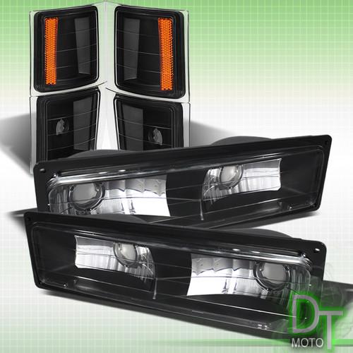 Black 94-98 chevy c10 full size silverado tahoe suburban bumper+corner lights