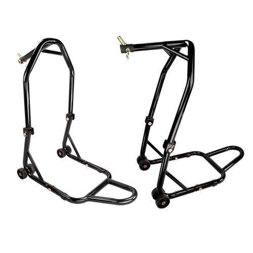 Pro series triple tree front motorcycle center lift race stand front lift black