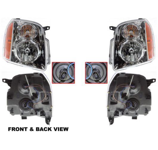 07-12 gmc yukon suv headlights headlamps left & right pair set of 2 new