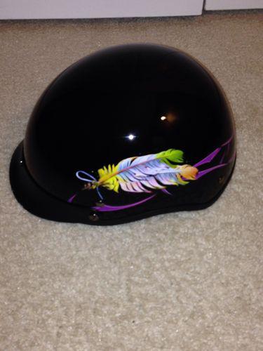 Outlaw ladies half helmet feather