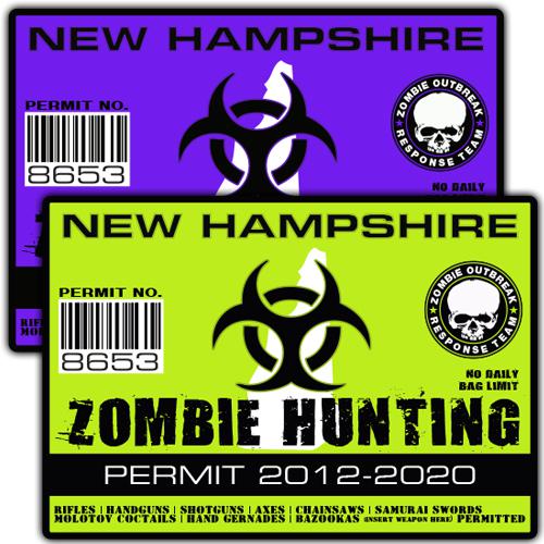 New hampshire zombie outbreak response team decal hunting permit sticker a 