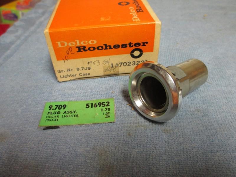 1953-1954 pontiac chrome cig lighter housing & chrome bezel nos parts 7023221