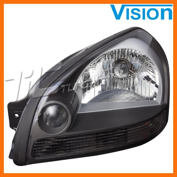 Left headlamp clear light reflector gray bezel fits 2005-2009 hyundai tucson lh