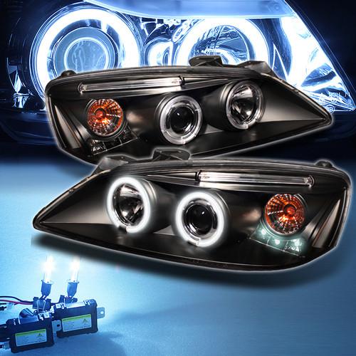 8000k slim xenon hid+black 05-09 pontiac g6 ccfl halo projector led headlights