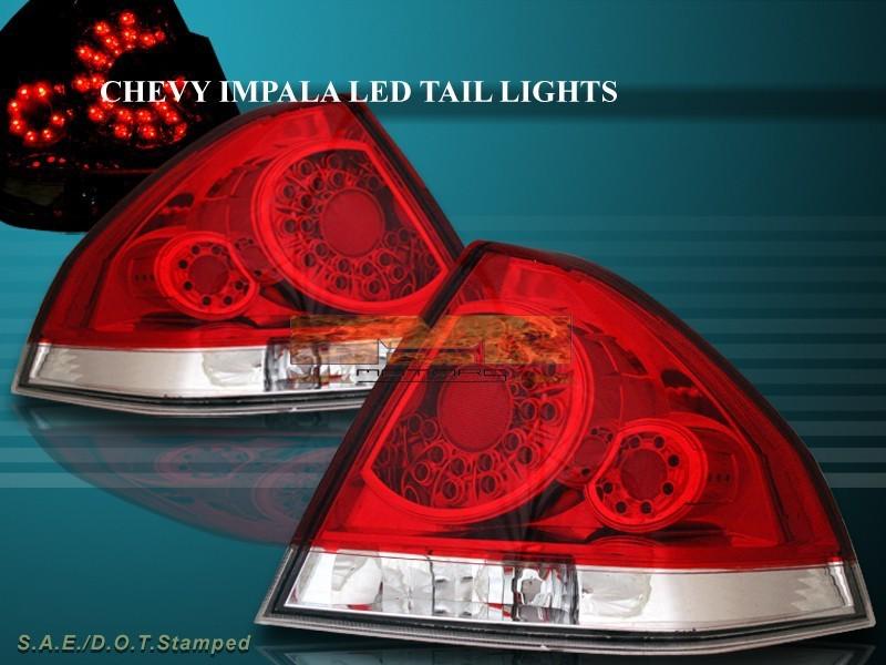 2006-2011 chevy impala led red clear tail lights left right rear lamps assembly