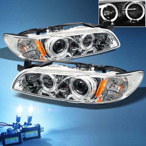 8000k slim xenon hid+ 97-03 pontiac grand prix dual halo projector headlights