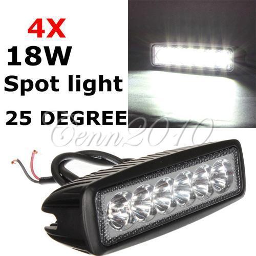 4x slim 18w spot led work light boat deck marine docking rv camper black 12 24v