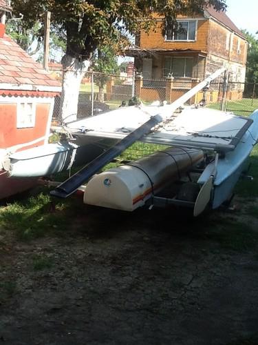 Hobie cat 16 foot sailboat , late 70's , early 80's, good shape