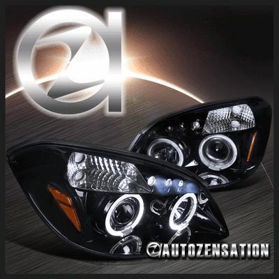 05-10 cobalt/ 07-09 g5 glossy black led drl halo projector headlights