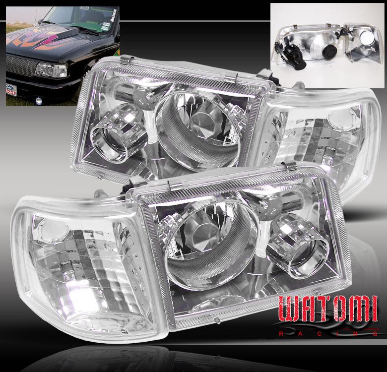 93-97 ford ranger projector head lights+corner chrome 94 95 96 stx xl xlt sport