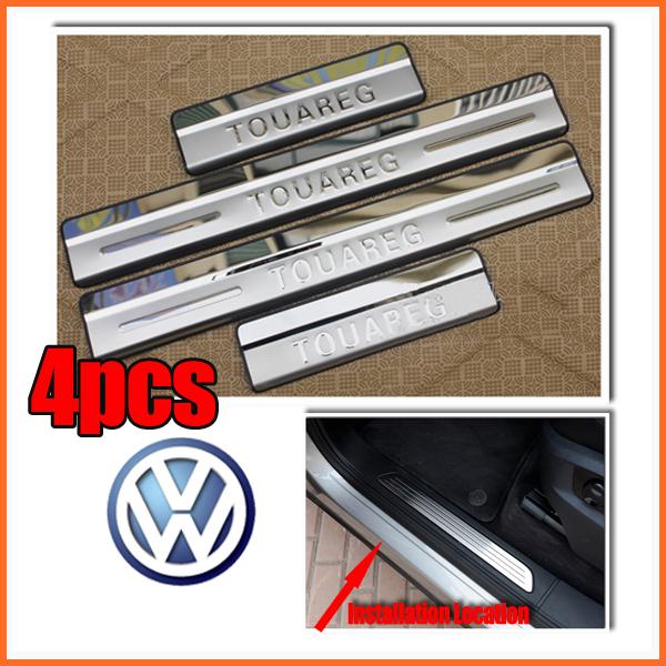 For 2011~2013 vw touareg stainless steel entrance entry door sill plate 4 p/set