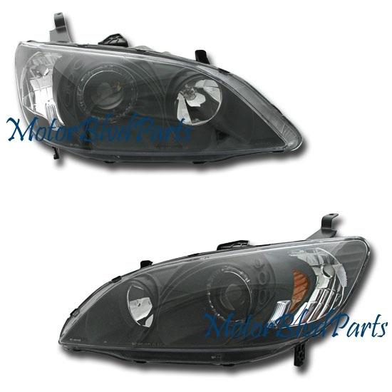 04-05 civic halo projector headlights headlamps black