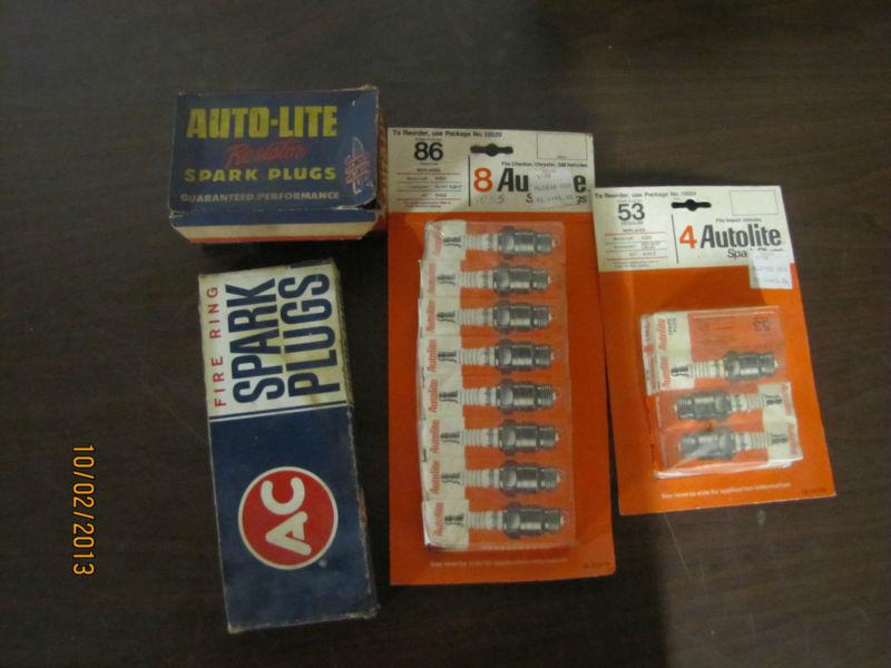 Nos vintage spark plugs auto lite / ac fire ring