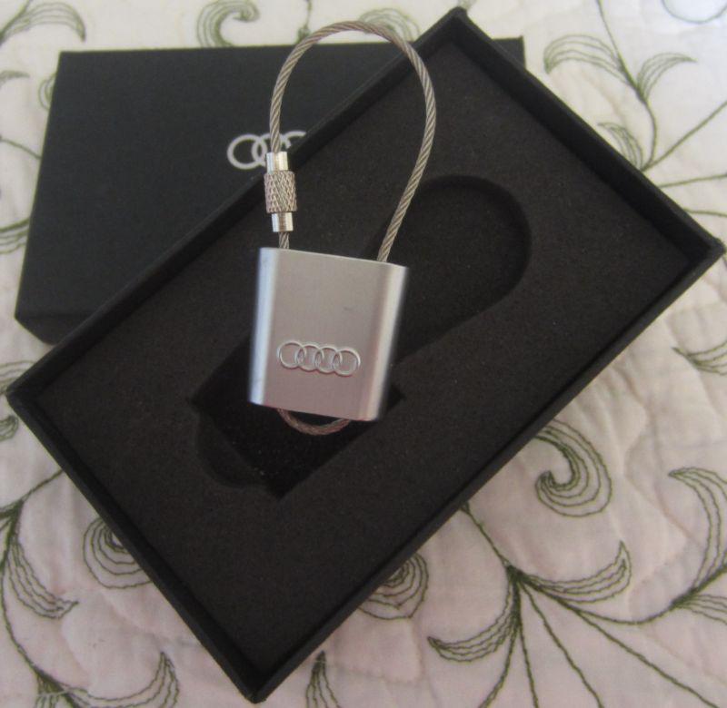 Audi logo silver rope keyring/keychain w/gift box - us seller!