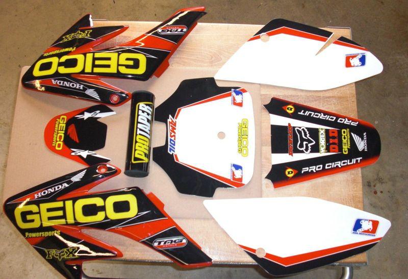 Hond crf 70 graphics 04-12 geico honda graphics kit only