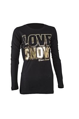 Divas snowgear love snow bling womens long sleeve t-shirt black/gold