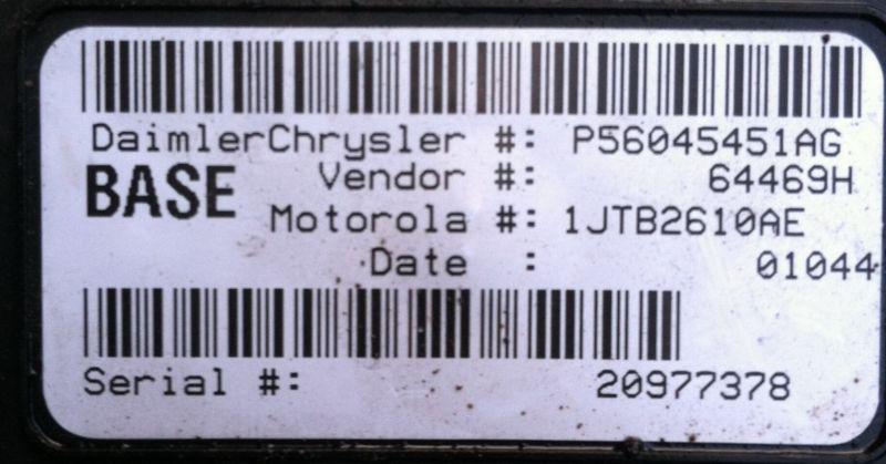 Dodge dakota central timing module timer alarm 56045451 ctm bcm bcu 01