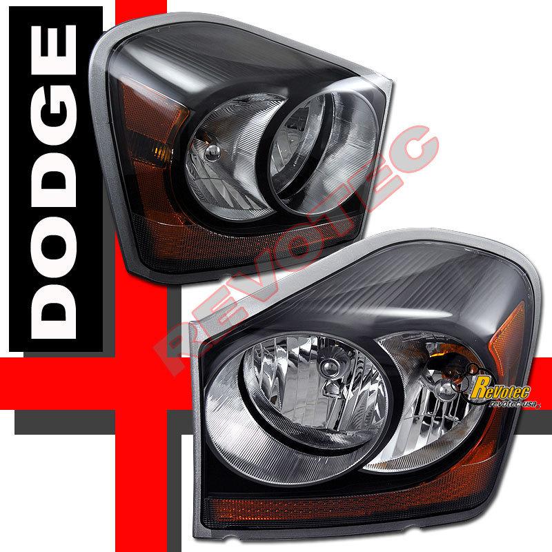 2004 2005 2006 dodge durango black headlights lamps 