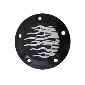 Joker machine points cover flame black anodized for harley twin cam 1999-2012