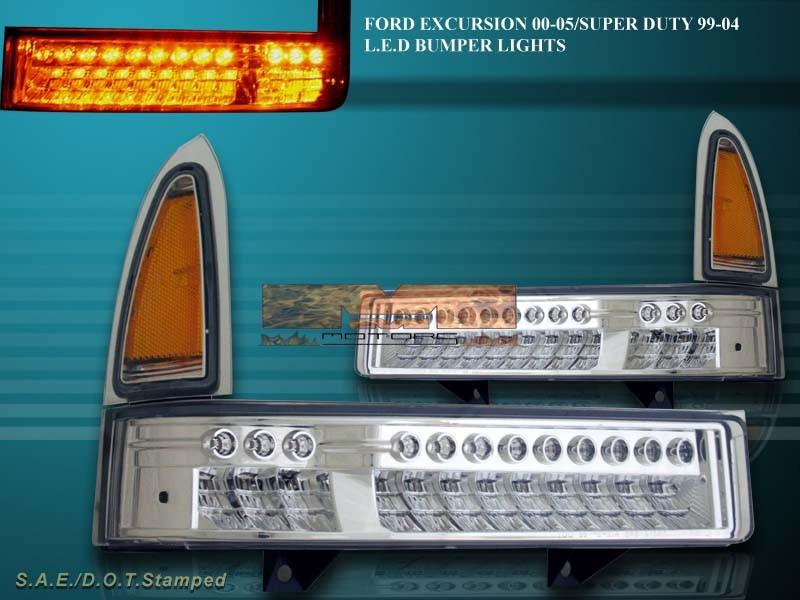 99-04 ford f250 f350 / 00-05 excursion led bumper lights chrome amber