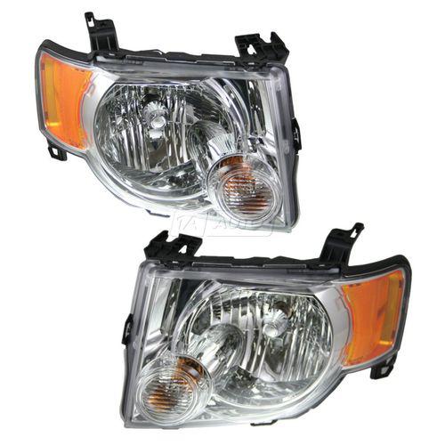 08-12 ford escape & hybrid headlight head lamp left & right pair set of 2 new