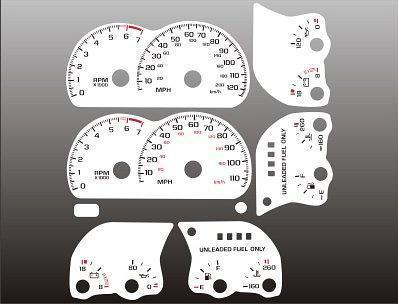 1993-1996 camaro 110 120 mph v6 instrument cluster white face gauges 93-96