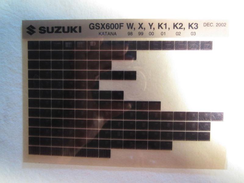 1998-2003 suzuki motorcycle gsx600f  w x y k1 k2 k3 kat microfiche part catalog 