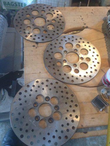 10" harley brake rotors dual disc front and rear drilled old school chopper!!!!