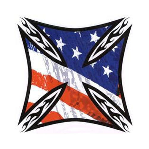 Usa flaming iron cross patriotic sticker/vinyl decal