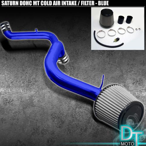 Stainless washable cone filter + cold air intake 00-03 saturn 1.9l dohc blue