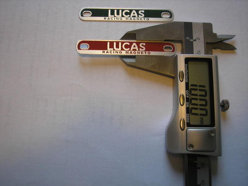 Lucas racing magneto tag(green or red)10mm width..new!!!!!!