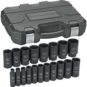 Gearwrench 19 pc 1/2" fractional deep impact socket set