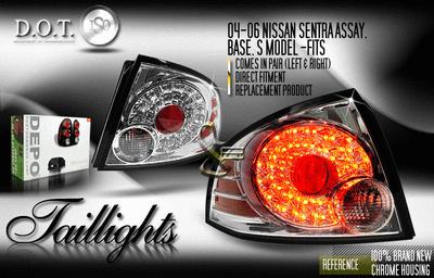 Depo pair euro style chrome altezza tail lights w/ led 04-05 nissan sentra