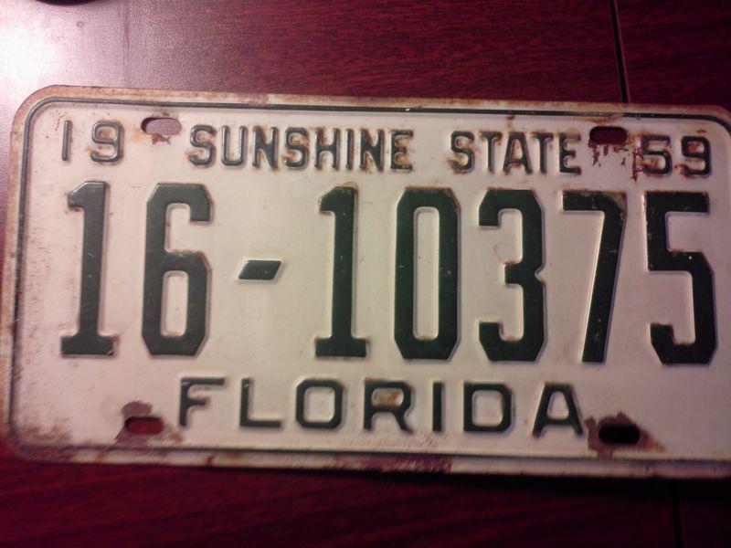 Florida license plate 1959 sarasota co 16-10375  original condition free ship!